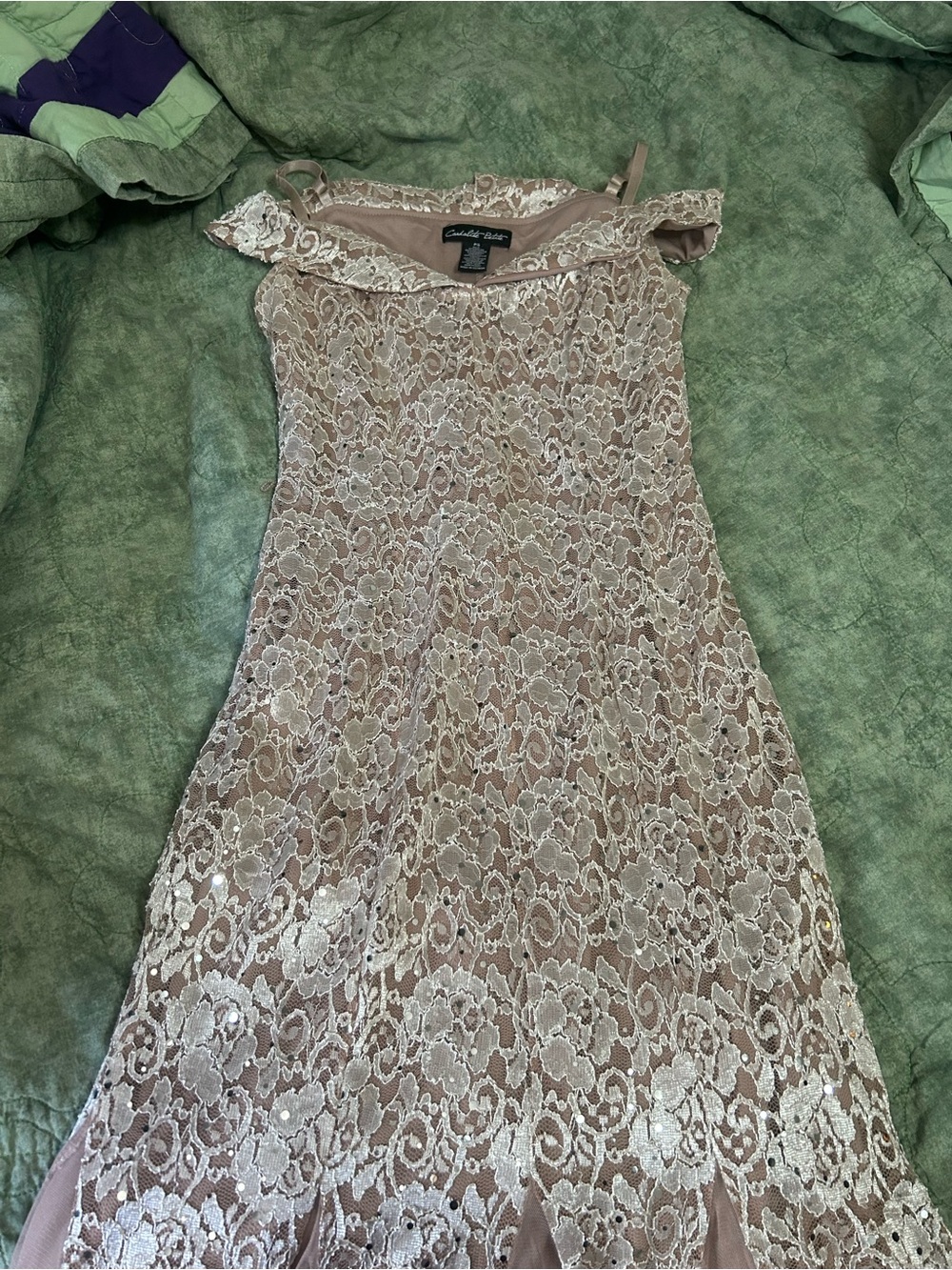 One-Shoulder Lace Overlay Dress in Dusty Pink-Taupe